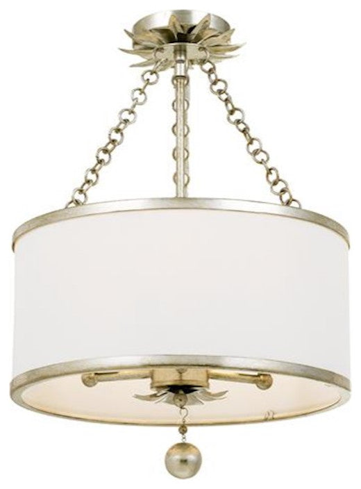 Crystorama Broche 3-Light Antique Silver Ceiling Mount