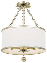 Crystorama Broche 3-Light Antique Silver Ceiling Mount
