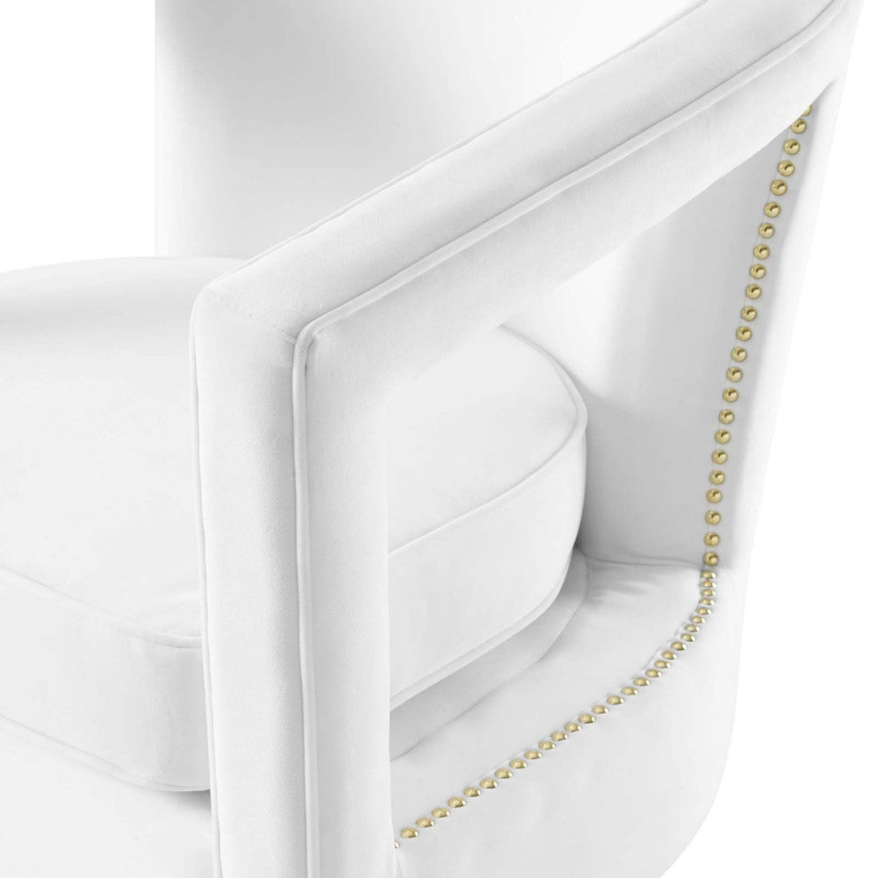 Armchair Accent Chair, Velvet, White, Modern, Living Lounge Hotel Hospitality