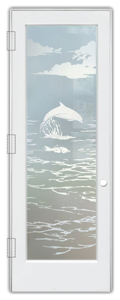 Interior Prehung Door or Interior Slab Door - Dolphins in the Shimmer -...