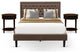 3 Pc Bed Set, 1 Bed Frame Brown, Headboard, 2 Wooden Nightstand,S Black Legs