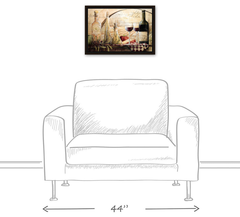 Tuscan Vineyard Wine Canvas Wall Art, 12"x18", Framed