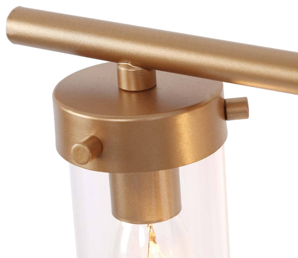 LNC Modern Gold Bathroom Vanity Light, with Clear Glass, 3 Lights