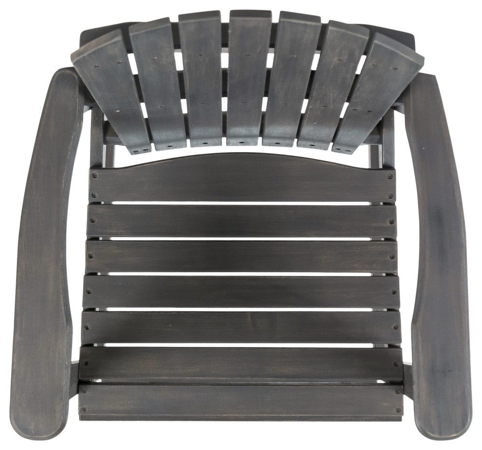 GDF Studio Malibu Outdoor Finish Acacia Wood Adirondack Barstools, Dark Gray, Set of 4