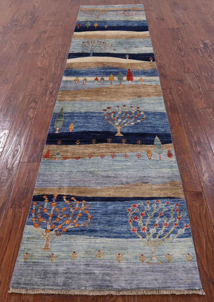 2' 7" X 11' 11" Runner Hand-Knotted Persian Gabbeh Tribal Rug Q7951