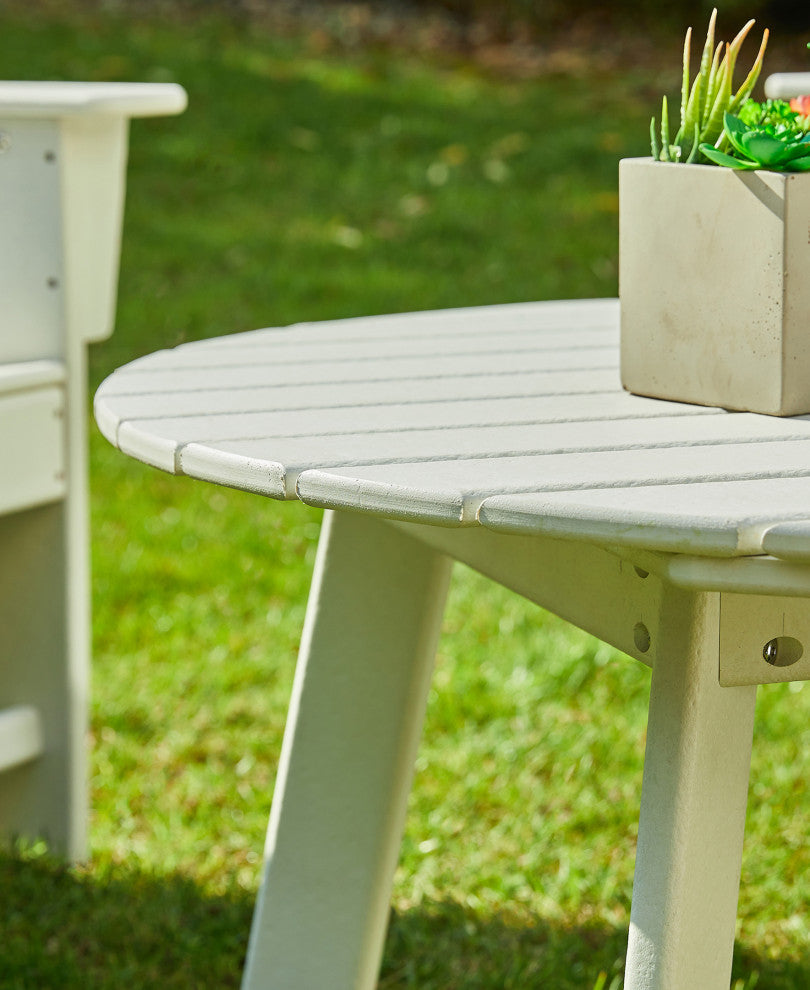 36"D Outdoor Patio HDPE Round Coffee Table, White