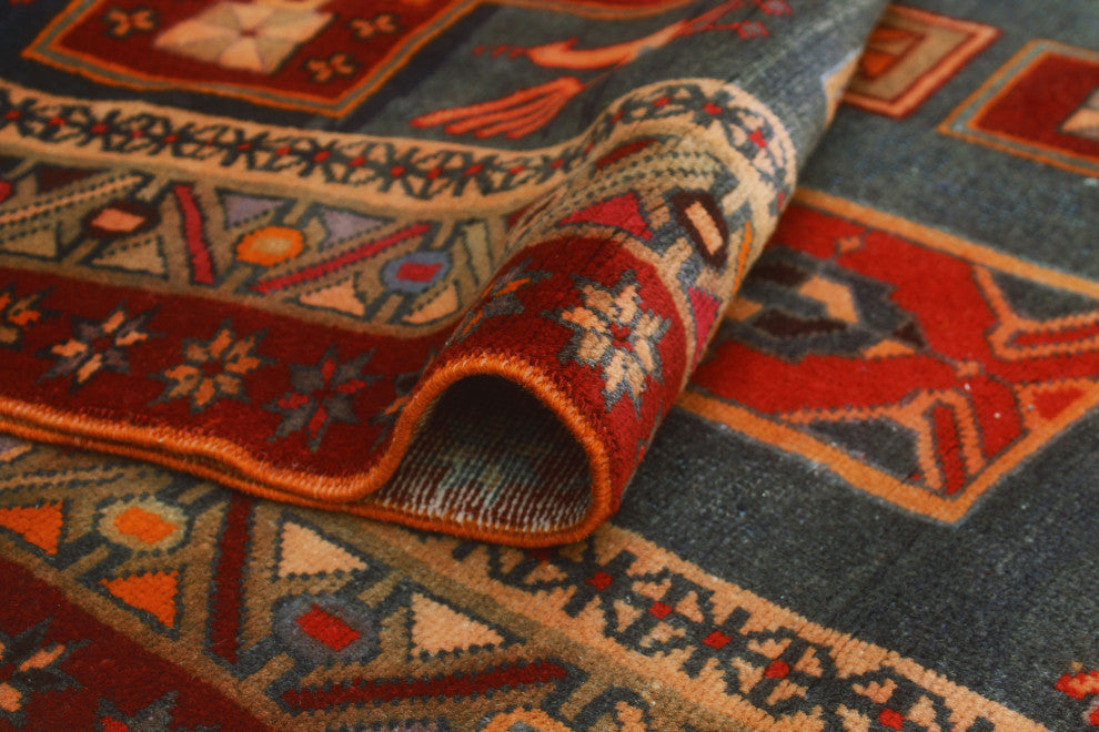 Fine Vintage Distressed Valarie Gray/Rust Runner, 3'9x9'9