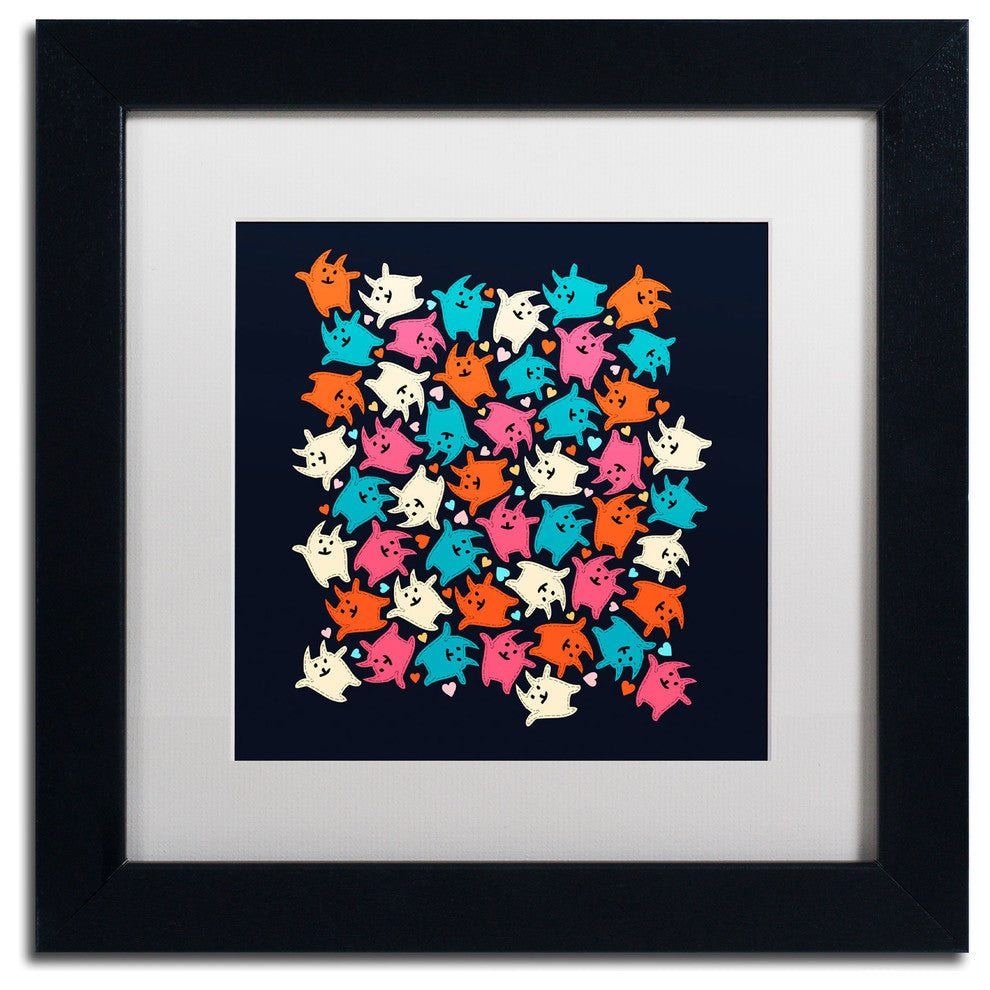 'Tiny Tumbling Kittens' Matted Framed Canvas Art by Carla Martell