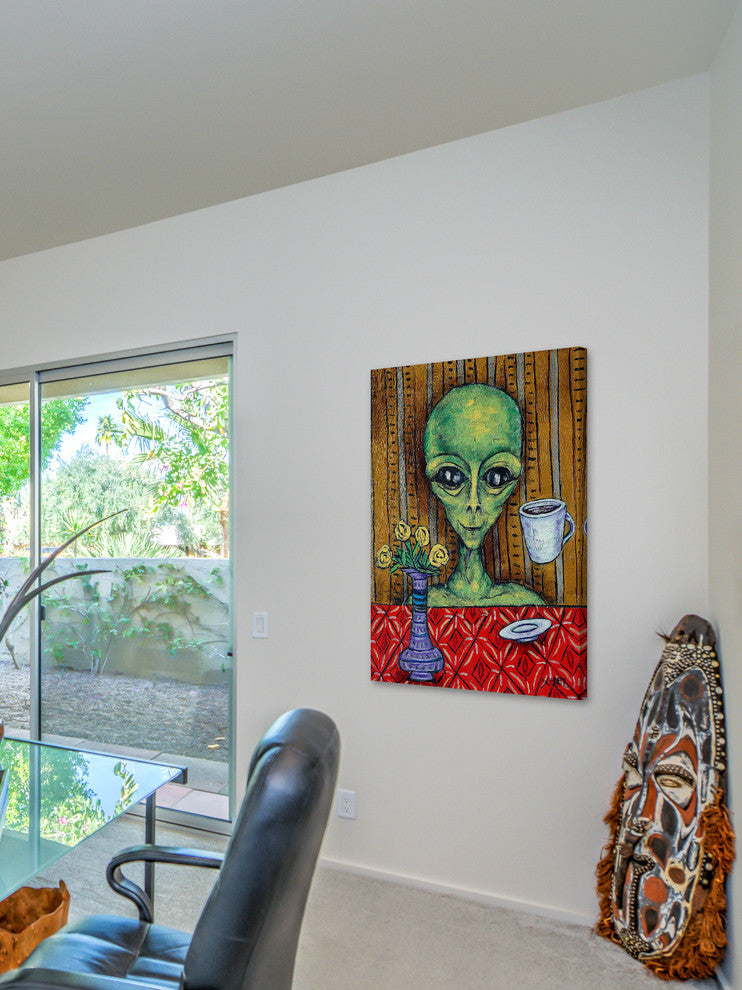 "Alien Coffee" Painting Print on Wrapped Canvas, 16"x24"