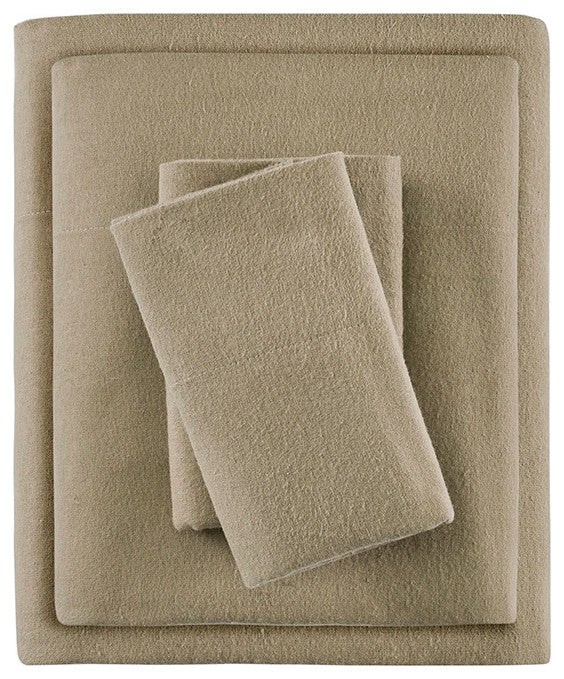 True North by Sleep Philosophy Cozy Flannel Sheet Set, Tan Solid