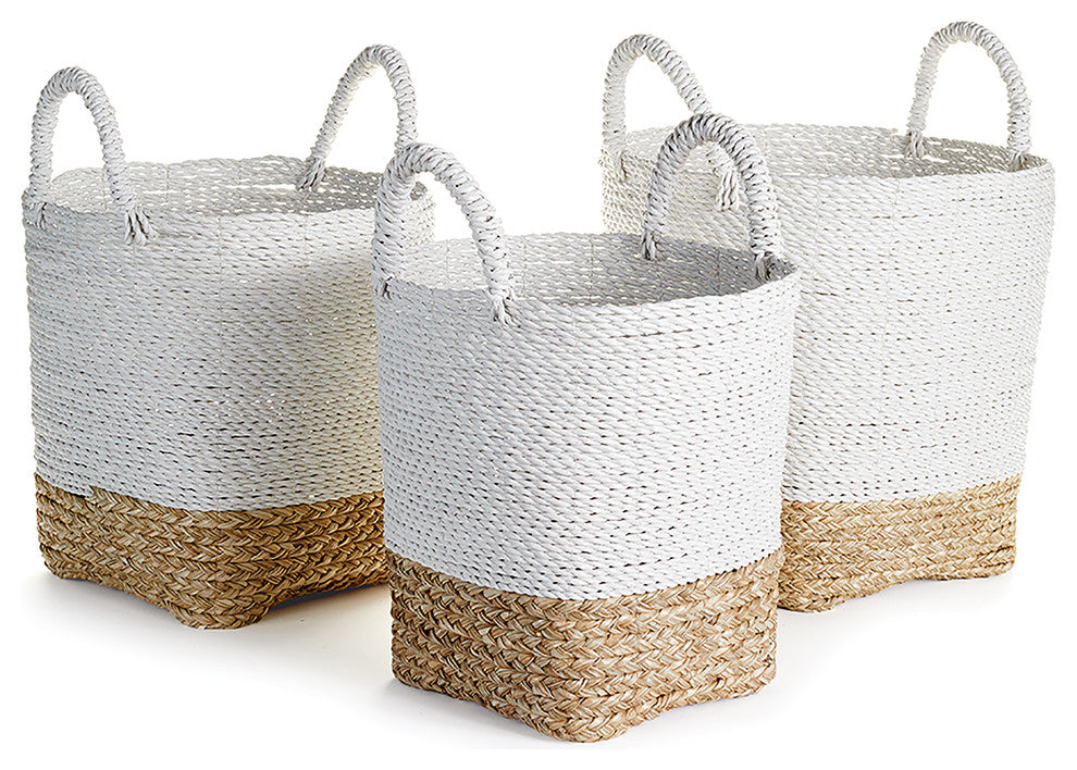 Madura Market Baskets, Set Of 3, White