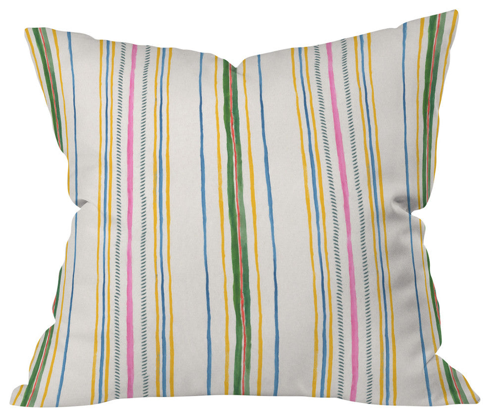 Rachelle Roberts Ticker Stripe Outdoor Throw Pillow