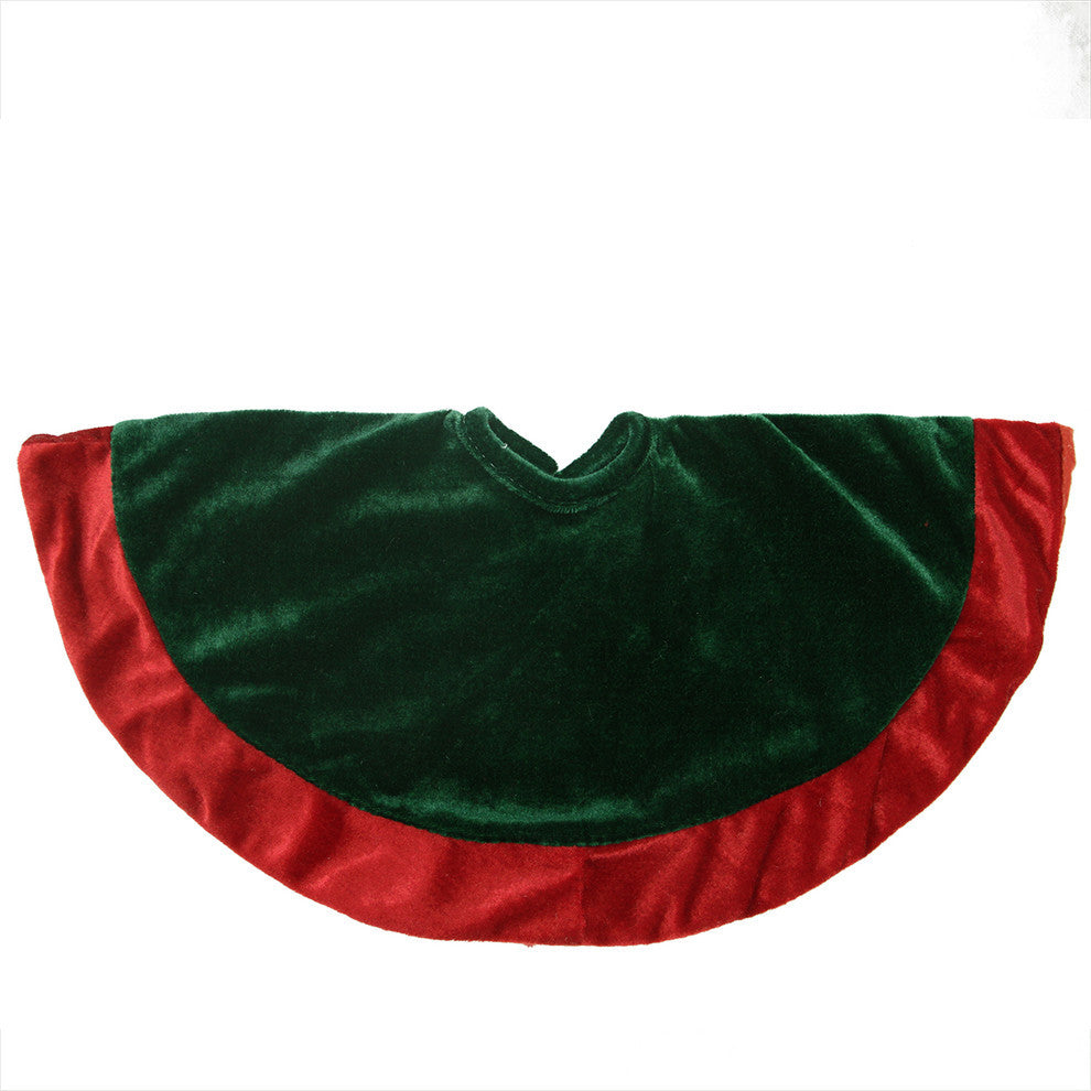 18" Green and Red Velveteen Mini Christmas Tree Skirt