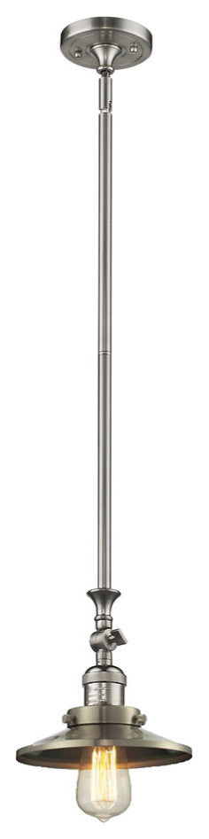 1-Light LED Railroad Mini Pendant, Brushed Satin Nickel
