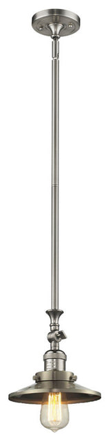 1-Light LED Railroad Mini Pendant, Brushed Satin Nickel