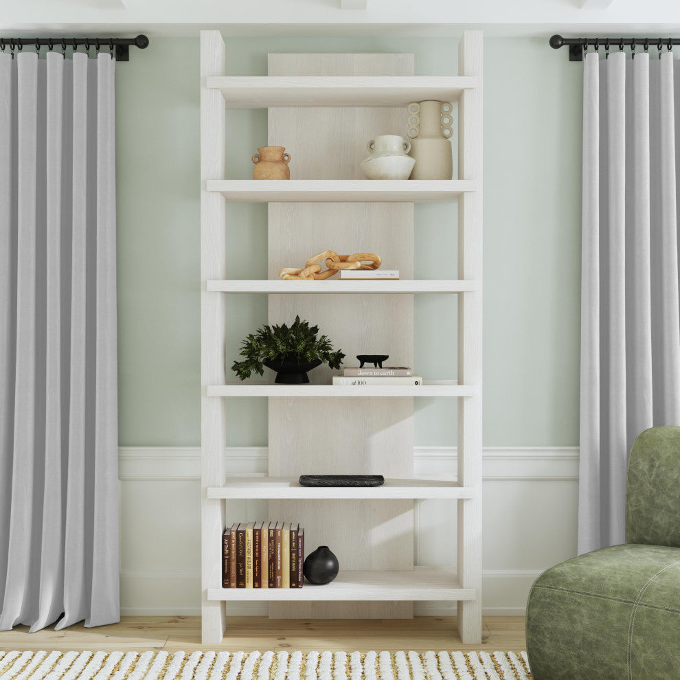 Kosas Home Doku 6 Shelf Oak Veneer White Wash Bookshelf