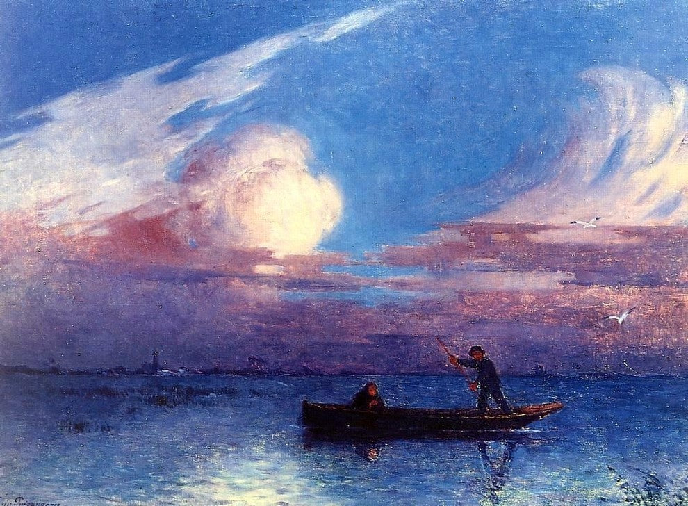 Ferdinand Du Puigaudeau Boating at Night in Briere Gallery Wrapped Canvas Print