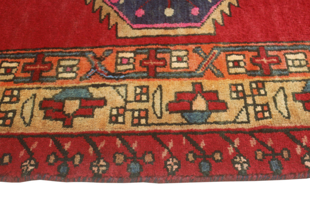 Fine Vintage Distressed Ghafaar Red/Beige Runner, 4'1x10'2