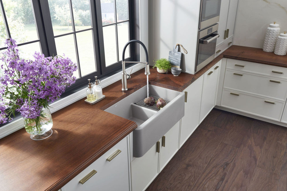 Blanco 402322 Ikon 33" Farmhouse Double Basin SILGRANIT Kitchen - Anthracite