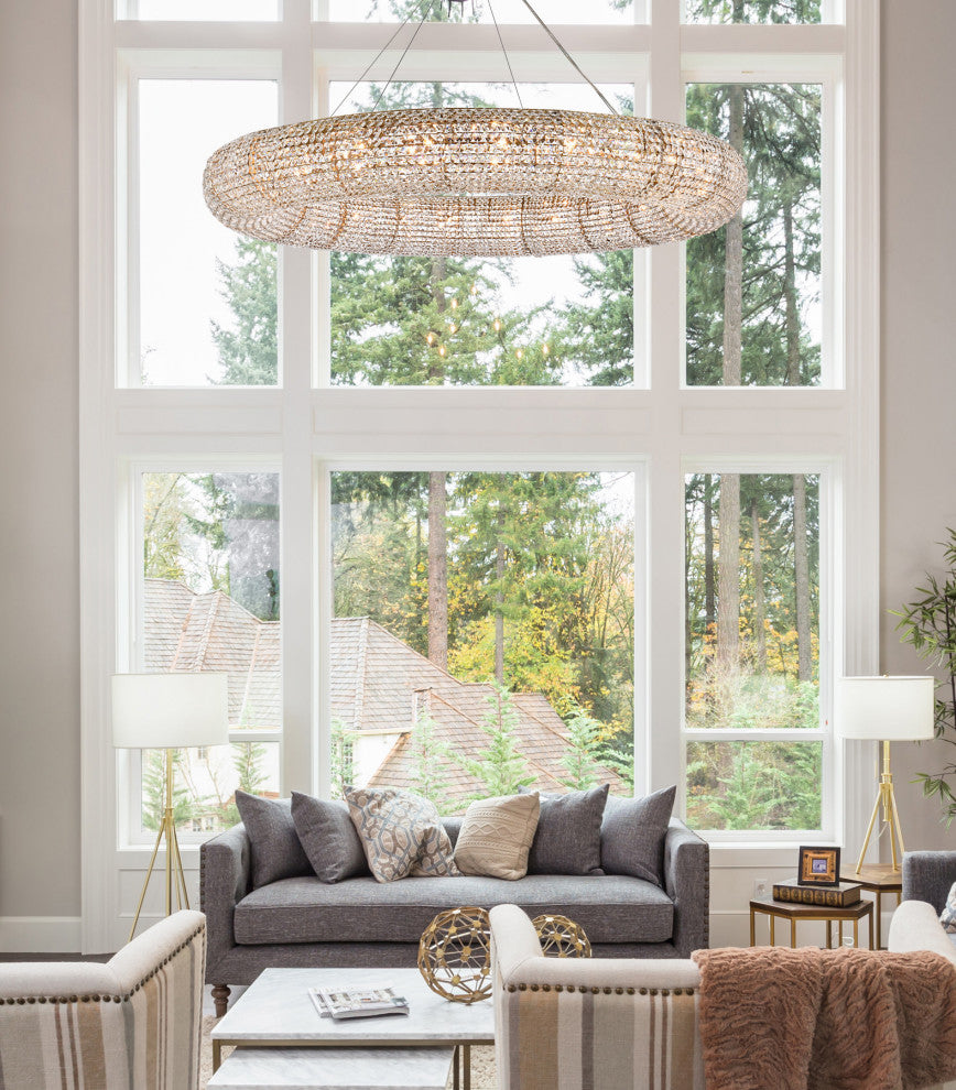 Elegant Lighting 2114G59/RC Paris 24 Light 59"W Crystal Ring - Brass