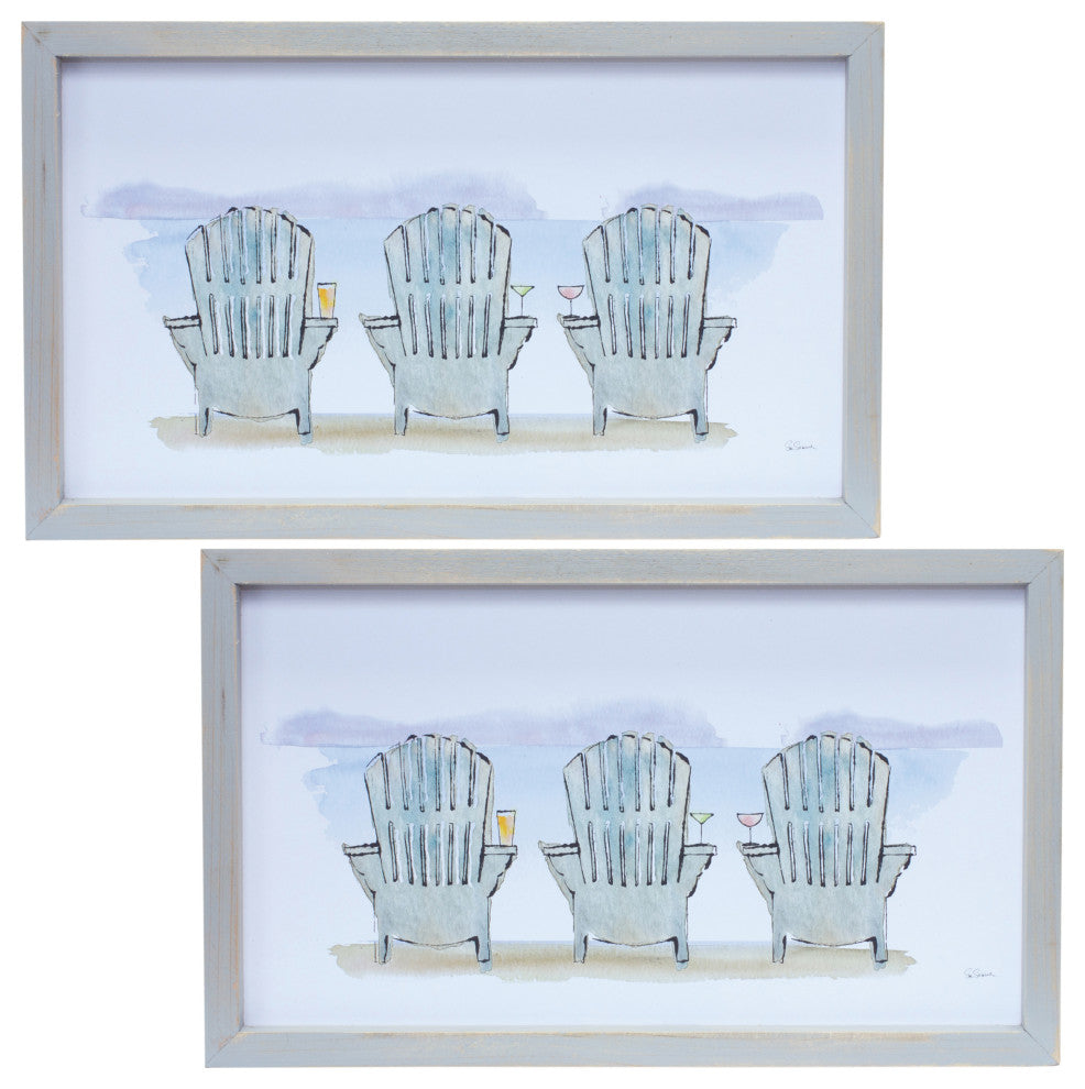 Framed Beach Chair Print, 2-Piece Set