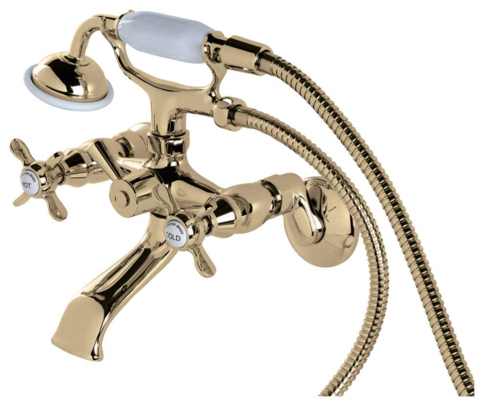 Kingston Brass Clawfoot Tub Faucet With Hand Shower, Polished Brass