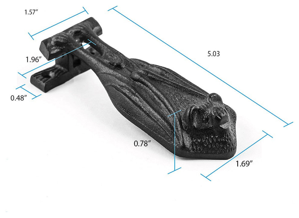 Black Cast Iron Bat Style Door Knocker 5" H x 2" W Renovators Supply