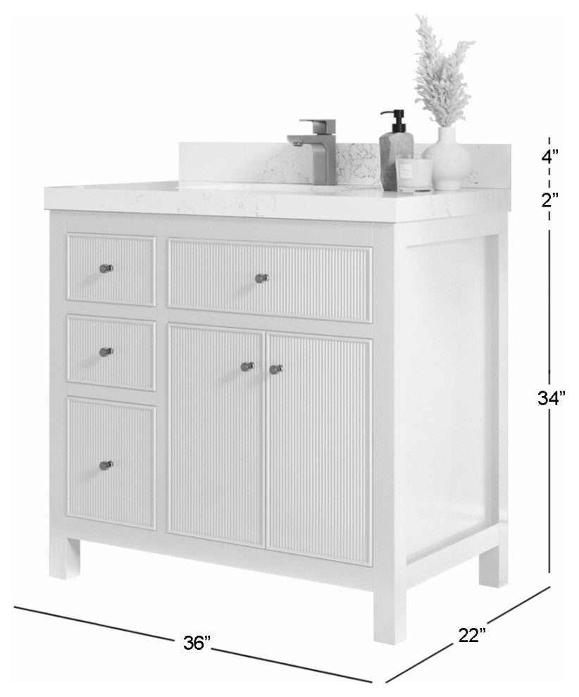 Sonoma 36" Center Sink Bath Vanity in Hale Navy Blue, 2" Viola Night