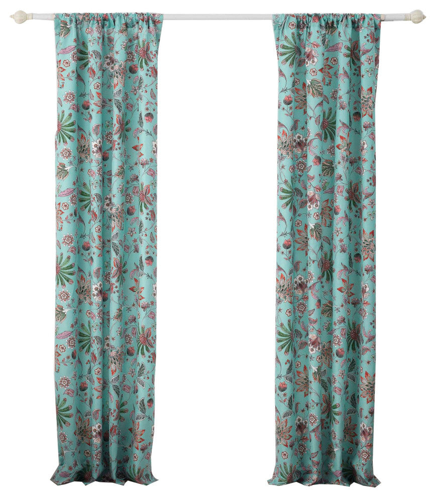 Barefoot Bungalow Audrey Window Panel Pair, Turquoise 42x84 (2), 3x24 (2)