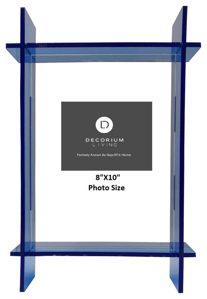 Lucite 8x10 Frame, Neon Blue/Clear