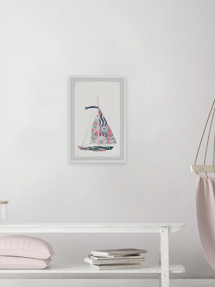 "Sailing Pink" Framed Painting Print, 12"x18"