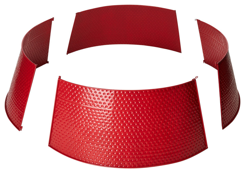 Christmas Red Hammered Metal Tree Collar, 40.5"D