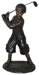 Young Boy Plays Golf Bronze Statue -  Size: 19"L x 21"W x 45"H.