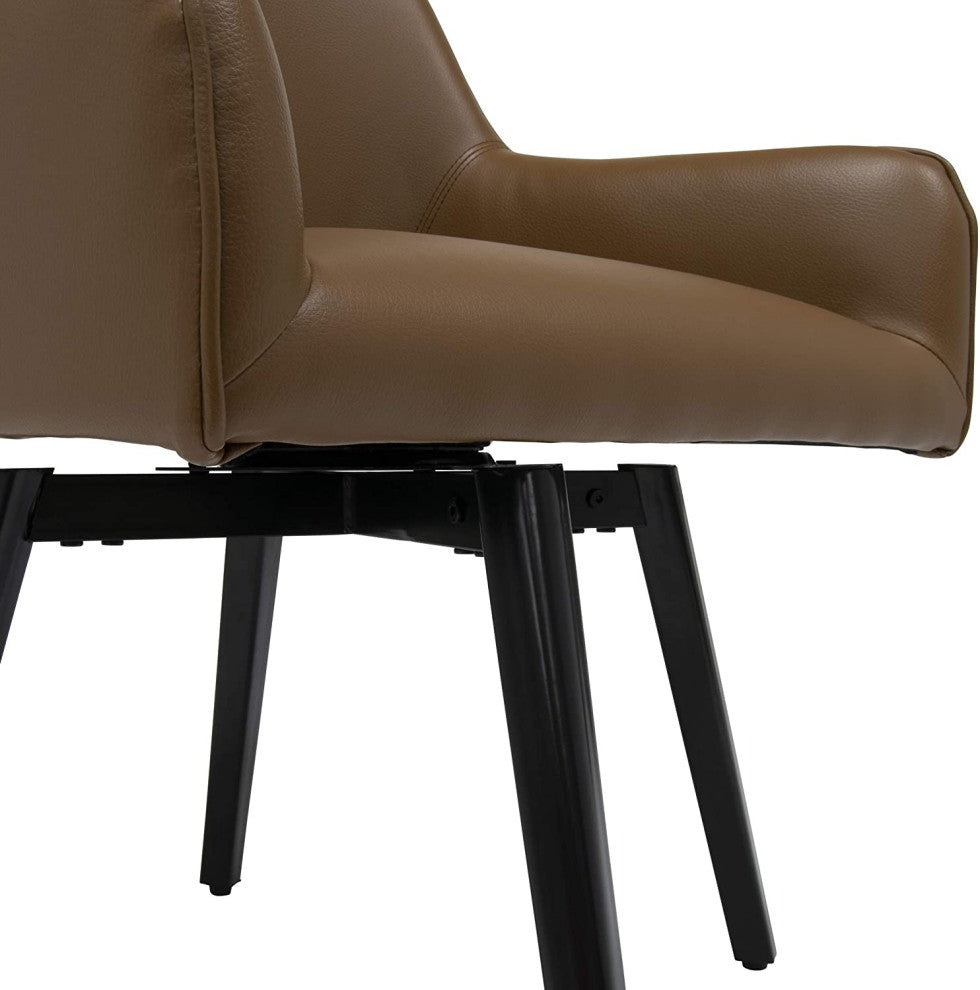 Multifunctional Dining Chair, Comfortable Swivel Seat, Caramel/Bonded Leather