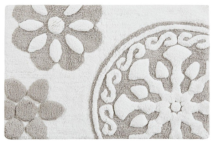 Madison Park Modern Bohemian Medallion Cotton Tufted Bath Rugs, Taupe, Rectangle