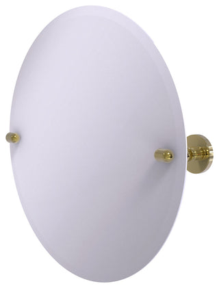 Frameless Round Beveled Edge Tilt Mirror, Unlacquered Brass