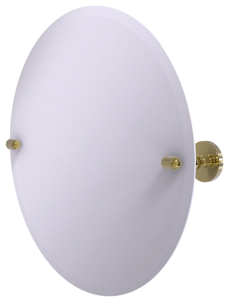 Frameless Round Beveled Edge Tilt Mirror, Unlacquered Brass