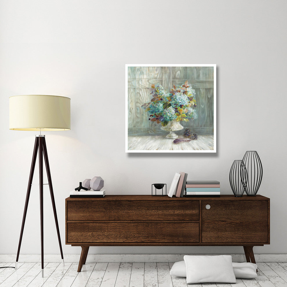 "Rustic Florals Blue" Digital Paper Print by Danhui Nai, 38"x38"