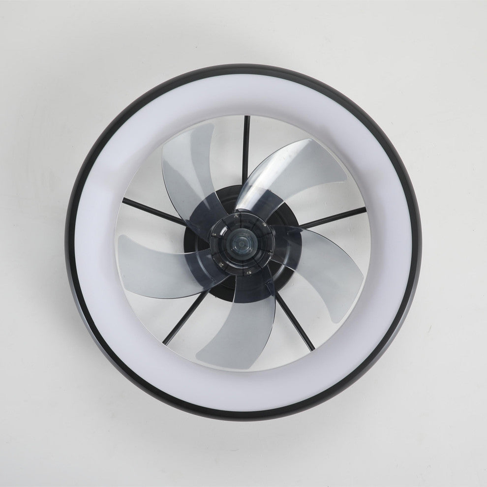 22 in. W x 6 in. H Ceiling Fan in Black and White with Dimmable LED Lights