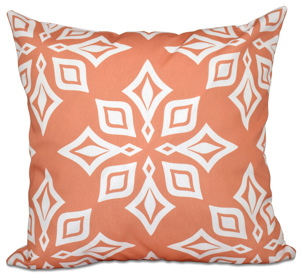 Beach Star, Geometric Print Pillow, Coral, 18"x18"