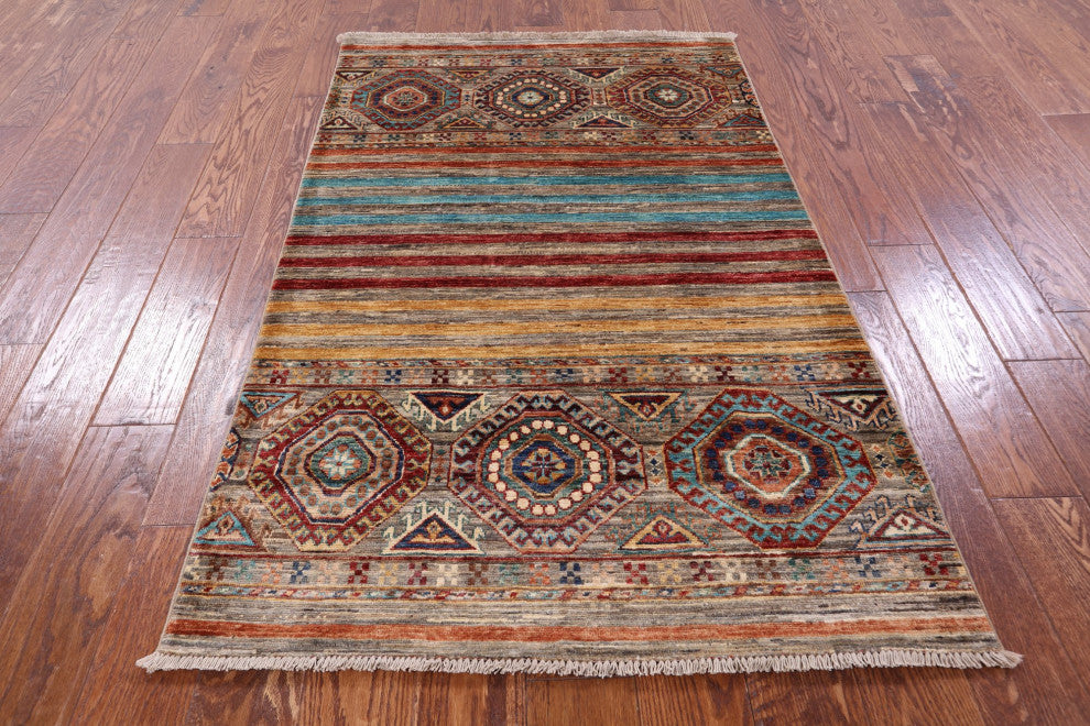 Super Kazak Khorjin Handmade Wool Rug 3' 3" X 5' 1" - Q12326