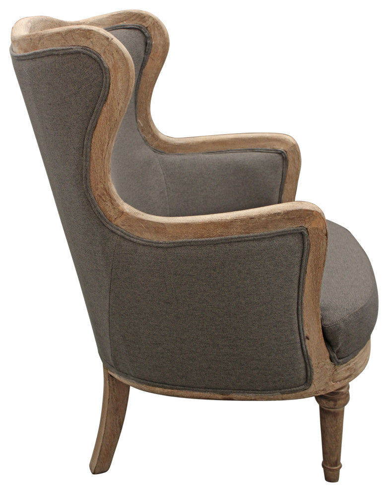 Dan Gray Linen Lounge Arm Chair
