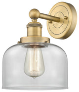 Large Bell 1-Light 7" Sconce, Brushed Brass Finish, Clear Shade