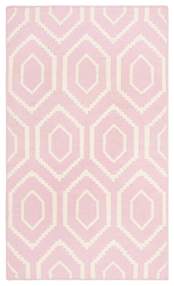 Safavieh Dhurries Dhu556C Geometric Rug, Pink/Ivory, 2'6"x6'0" Runner