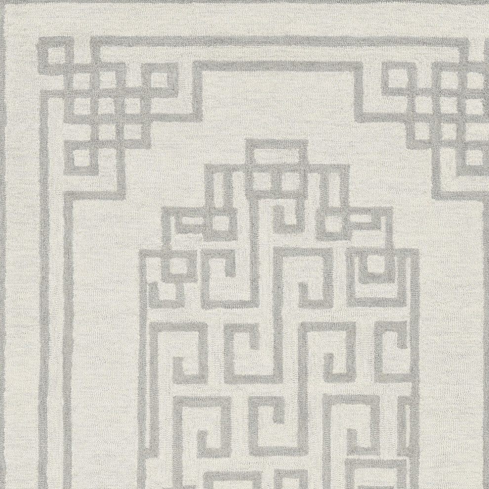 96 X 120 Ivory  Grey Wool Rug