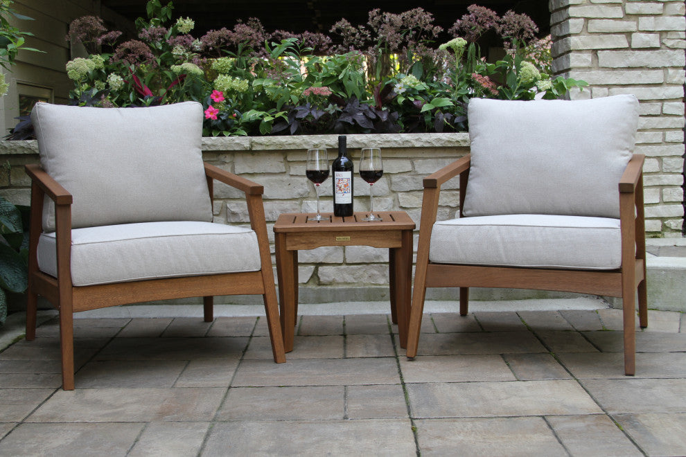 Eucalyptus 3-Piece Modern Seating Group With Square Accent Table