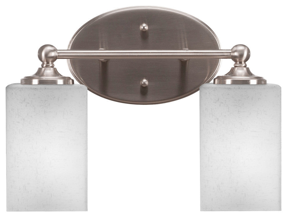 Capri 2-Light Bath Bar, Brushed Nickel/Square White Muslin