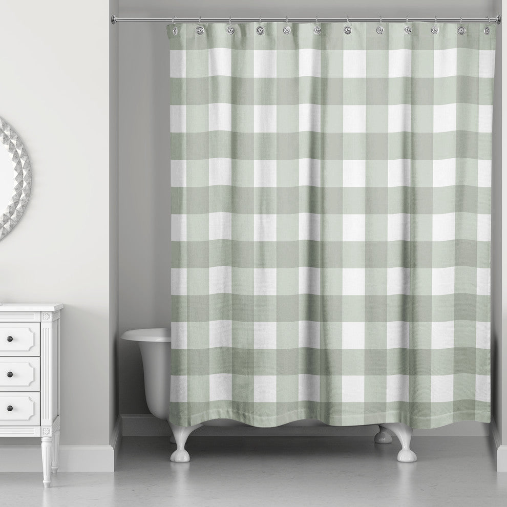 Sage Buffalo Check 71x74 Shower Curtain