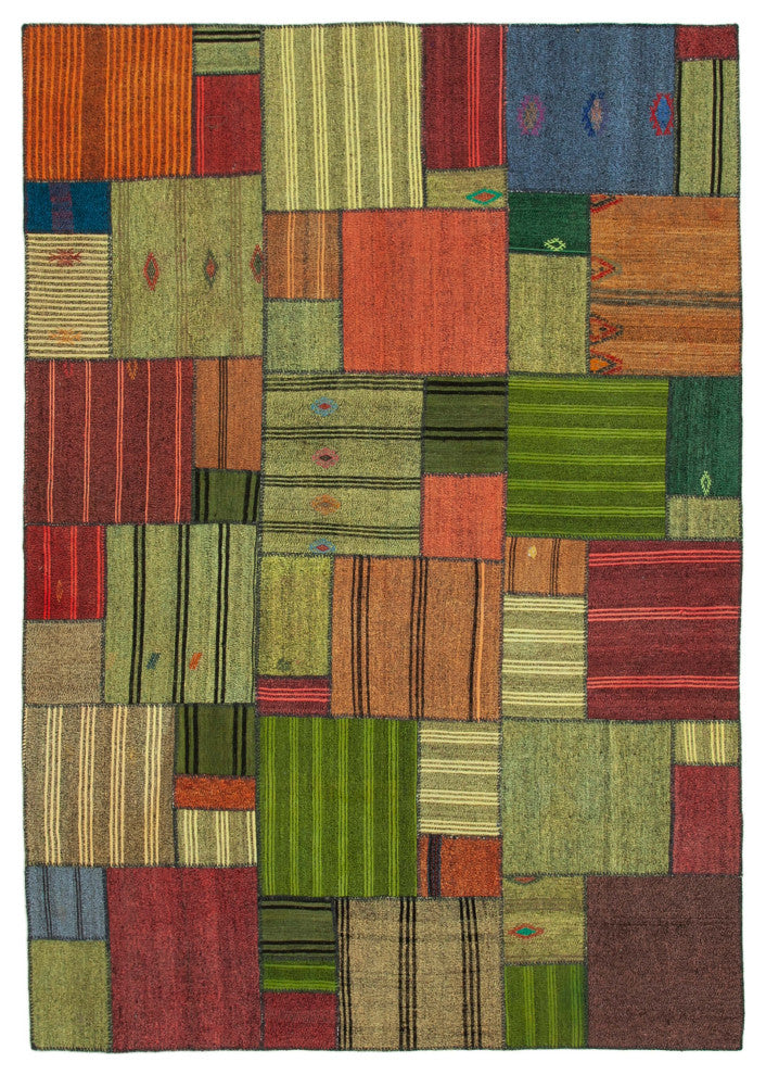 Rug N Carpet - Handmade Oriental 8' 2'' x 11' 7'' Vintage Patchwork Kilim Rug