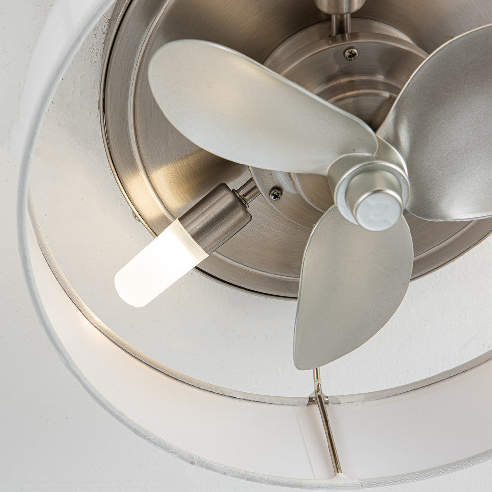 Whose Lamp 12.6-inch Modern Sand Nickel Small Flush Mount Ceiling Fan